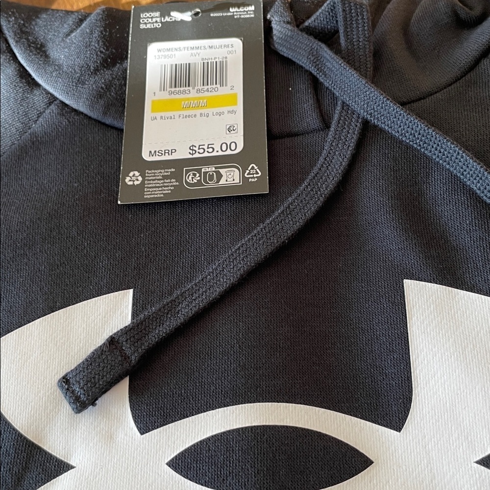 Under Armour Black and White Fleece Hoodie - Picture 2 of 4
